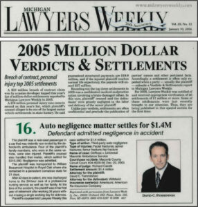 David Femminineo Settles Third-Party Auto Negligence Suit for $1.4 Million